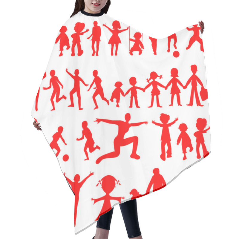 Personality  Peoples Red Silhouettes On White Hair Cutting Cape