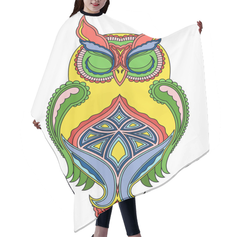 Personality  Colourful Big Owl With Close Eyes Hair Cutting Cape