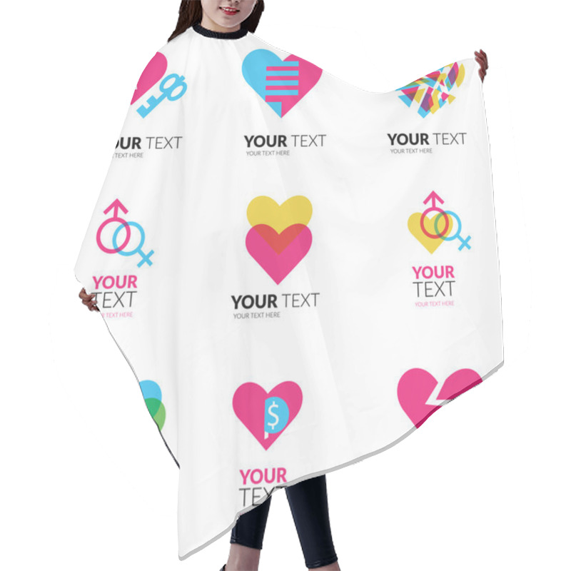 Personality  Vector Icon Set With Hearts Hair Cutting Cape