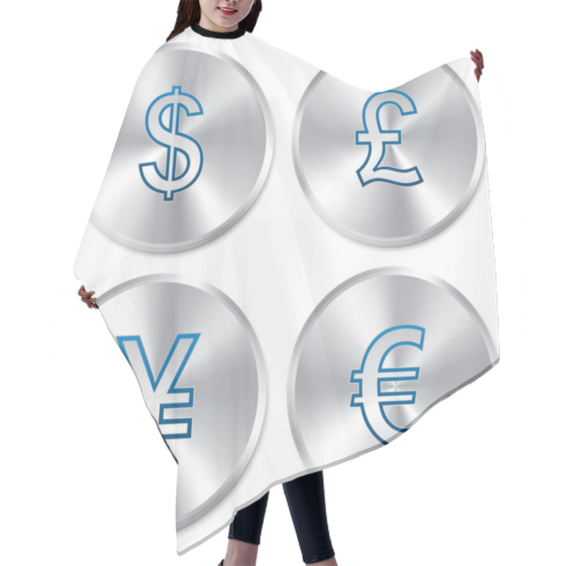 Personality  Metallic Money Buttons Template Set. Hair Cutting Cape