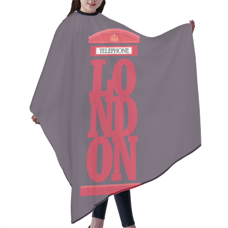 Personality  London Red Telephone Booth Poster Design Hair Cutting Cape