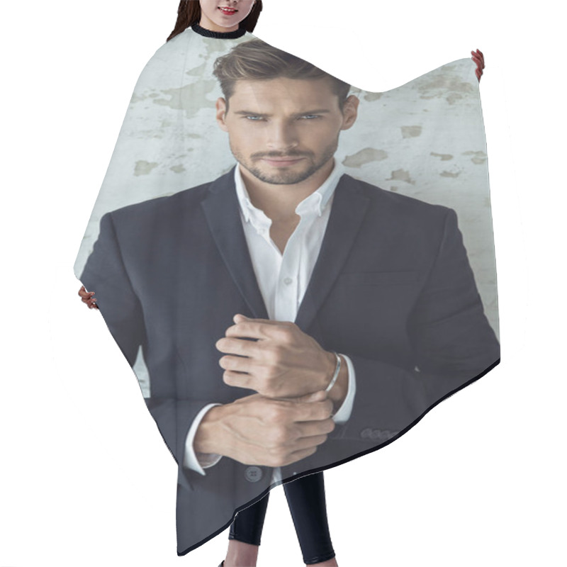 Personality  Portrait Of Sexy Man  Hair Cutting Cape