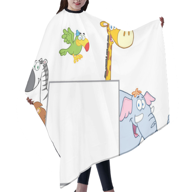 Personality  Jungle Animals Behind A Blank Sign Hair Cutting Cape