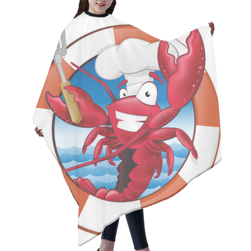 Personality  Cute Lobster Chef Character In Nautical Themed Frame. Hair Cutting Cape