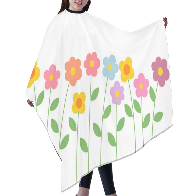 Personality  Cute Summer Flowers On White Background. Vector Illustration. Hair Cutting Cape