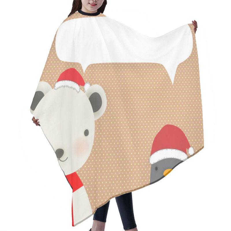 Personality  Polar Bear & Penguin - Mery Xmas Greeting Card Hair Cutting Cape