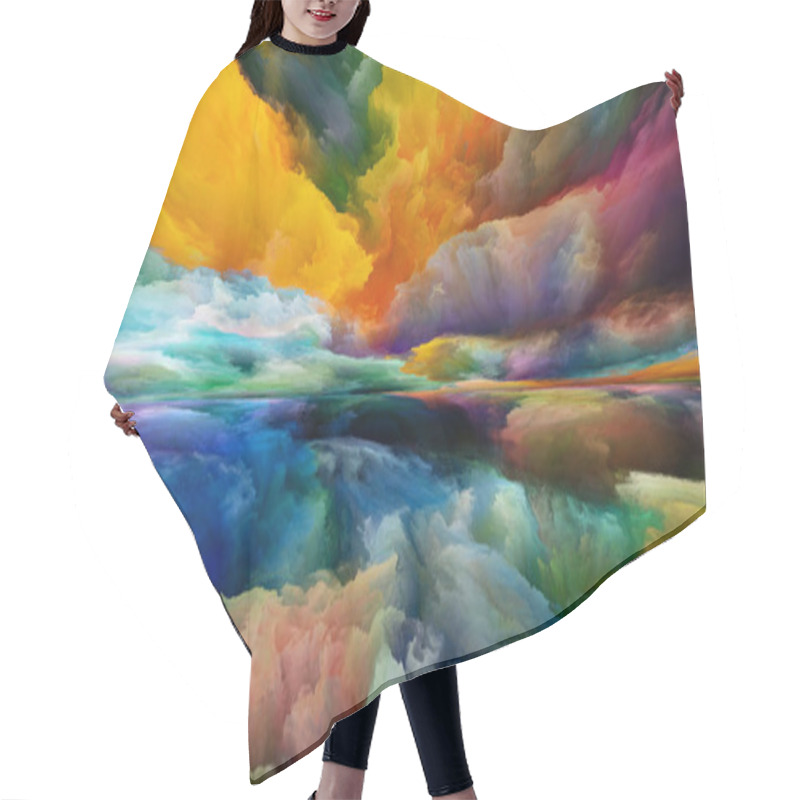 Personality  Color Dreams. Landscapes Of The Mind Series. Interplay Of Bright Paint, Motion Gradients And Surreal Mountains And Clouds Related To Life, Art, Poetry, Creativity And Imagination Hair Cutting Cape