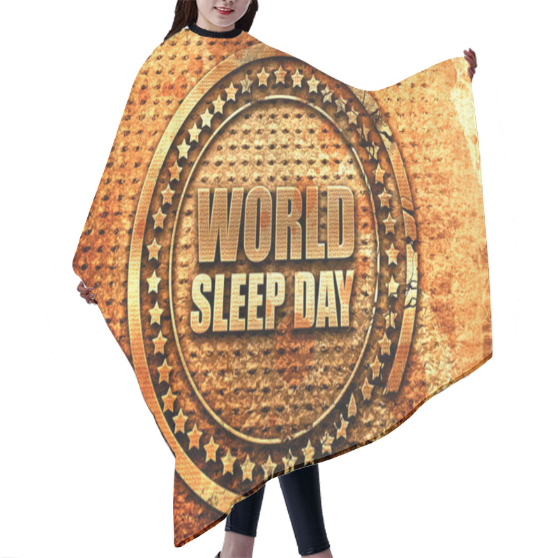 Personality  World Sleep Day, 3D Rendering, Grunge Metal Stamp Hair Cutting Cape