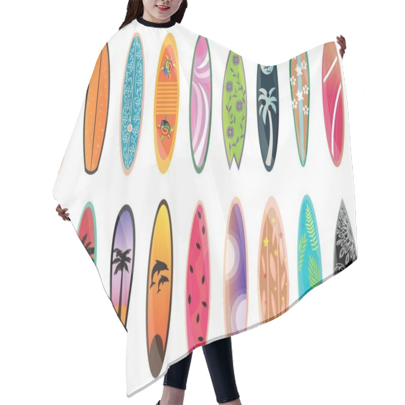 Personality  Set Of Creative Surfboards On White Background Hair Cutting Cape