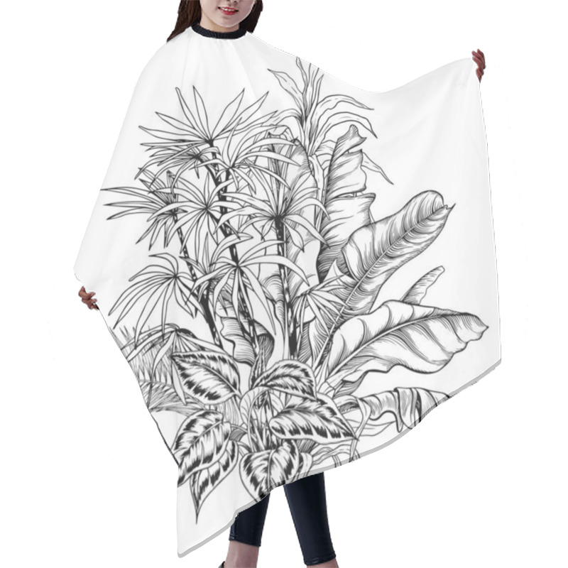 Personality  Tropical Palm Trees And Leaves Arrangement. Hair Cutting Cape