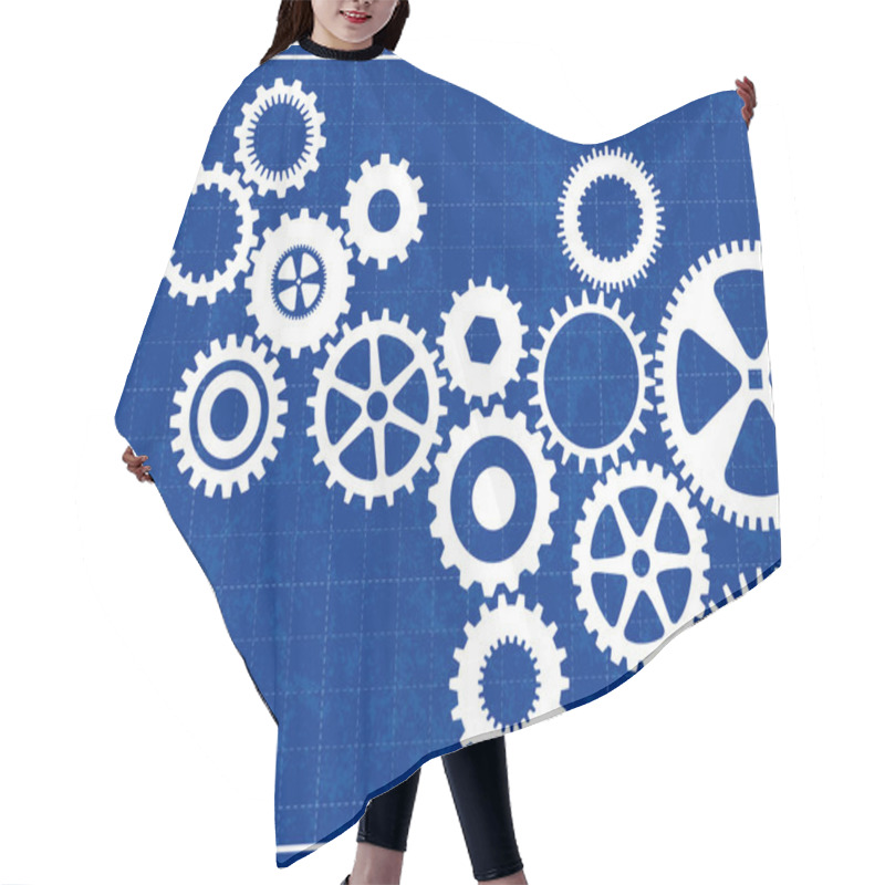 Personality  Blueprint Background With Cogs Hair Cutting Cape