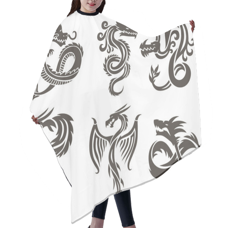 Personality  Chinese Dragon On White Background Vector Illustration. Hair Cutting Cape