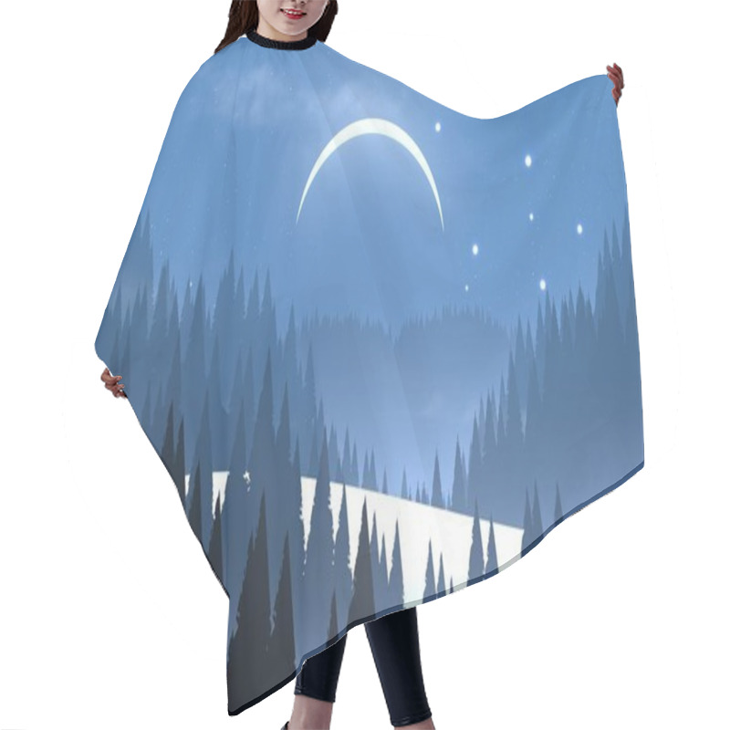 Personality  Modern Digital Abstract Background. Night Sky In Winter Mountains. Fantastic Backdrop Hair Cutting Cape