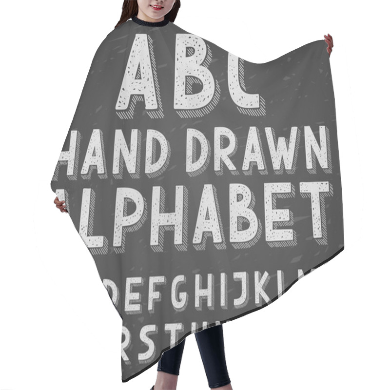 Personality  Vector Hand Drawn Doodle Sketch Alphabet Letters Written With A Chalk On Blackboard Or Chalkboard Hair Cutting Cape