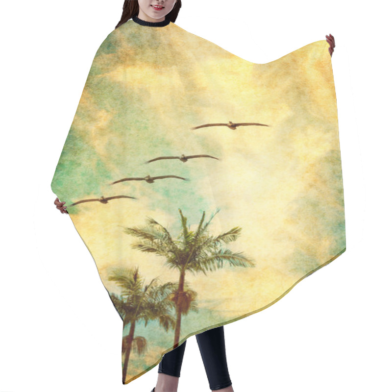 Personality  Retro Palms And Pelicans Hair Cutting Cape