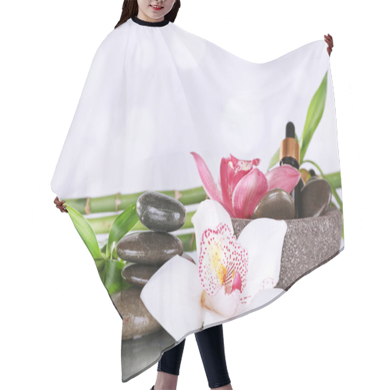 Personality  Spa Stones, Orchids, Bamboo Branches Hair Cutting Cape