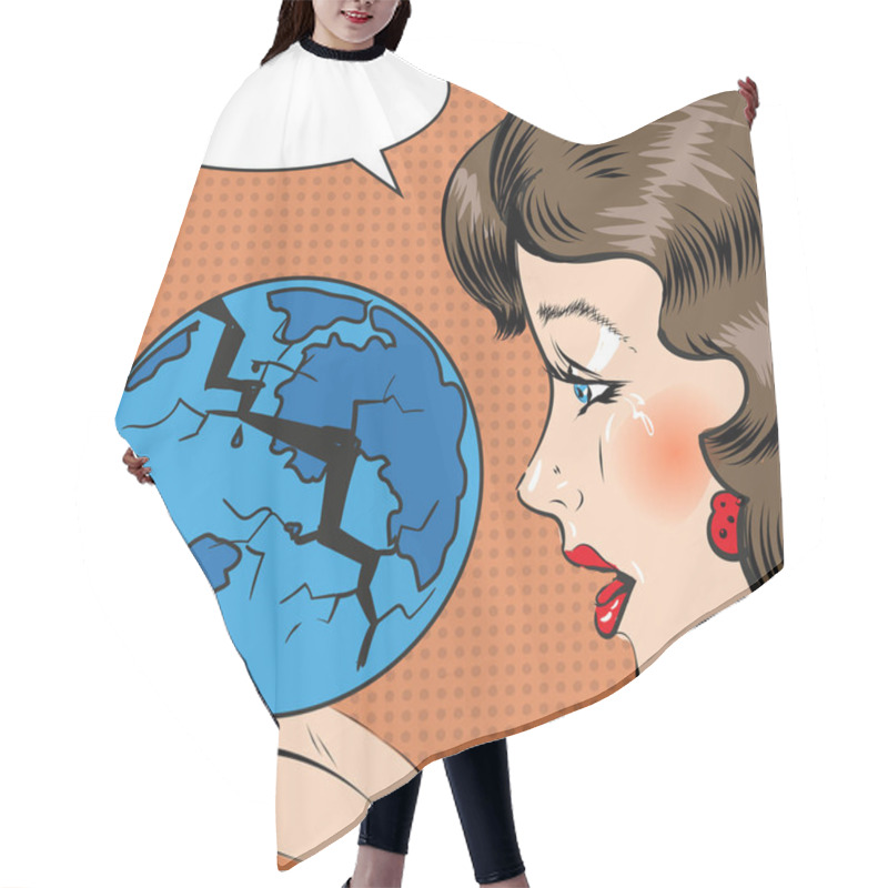 Personality  Vector Pop Art Illustration Of Sad Woman, Comic Book Character Hair Cutting Cape