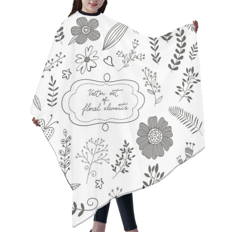 Personality  Elegant Collection With Flowers Leaves And Twigs Hair Cutting Cape