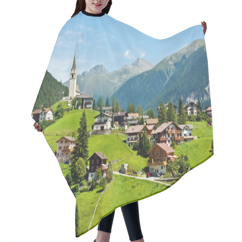 Personality  Village And Chapel In Swiss Alps Hair Cutting Cape