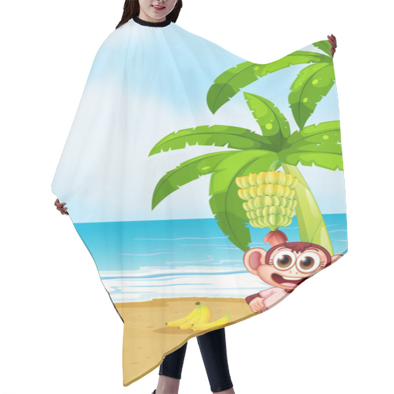 Personality  A Monkey At The Beach With Bananas Hair Cutting Cape