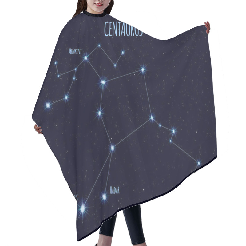 Personality  Centaurus (The Centaur) Constellation, Vector Illustration With The Names Of Basic Stars Against The Starry Sky Hair Cutting Cape