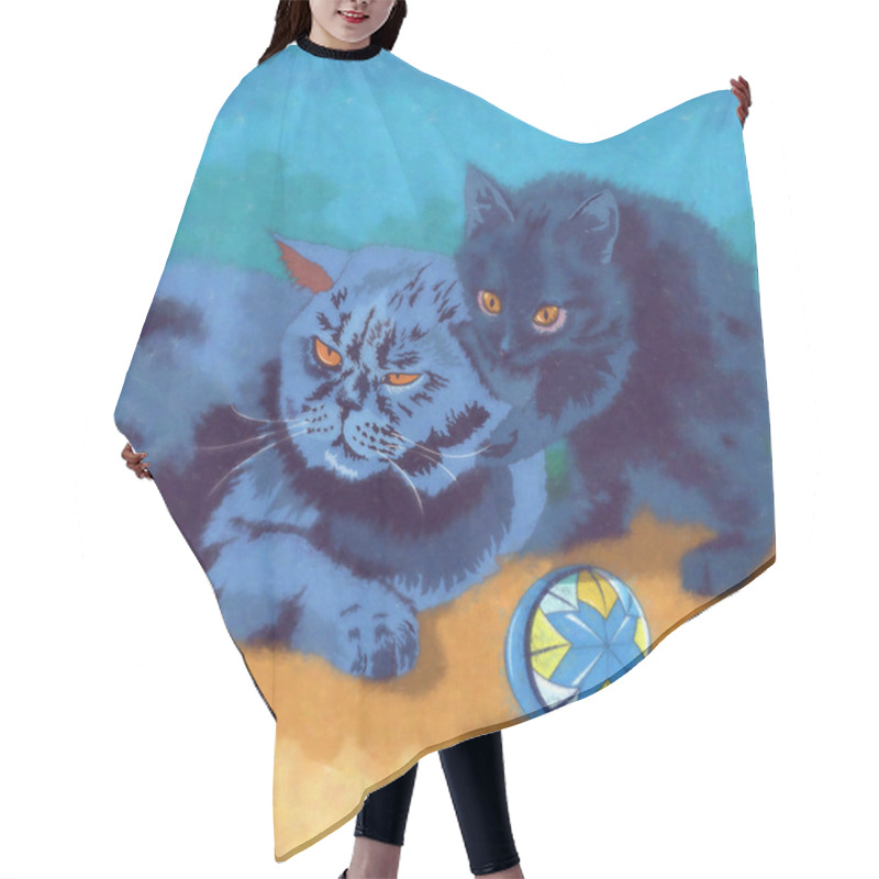 Personality  Cat And Kitten Illustration Hair Cutting Cape