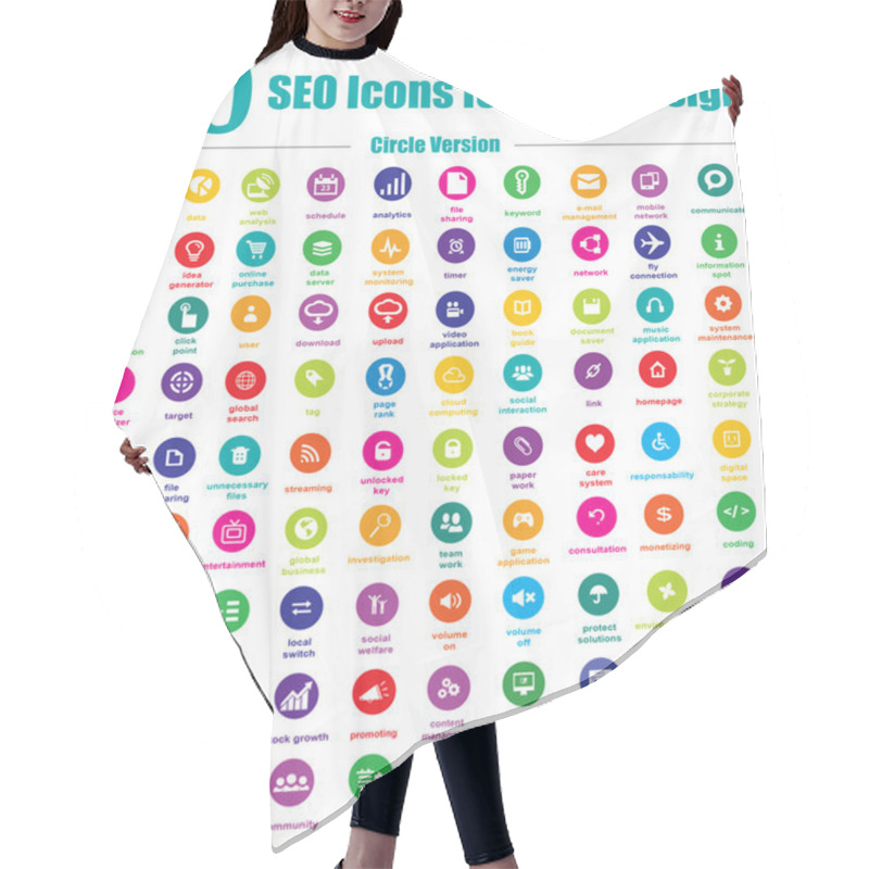 Personality  90 SEO Icons For Web Design - Circle Version Hair Cutting Cape