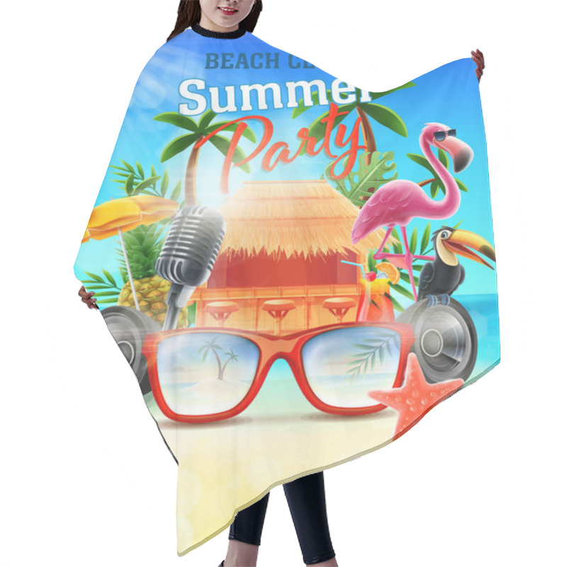 Personality  Tropical Frame Made Of Exotic Leaves, Toucan And Flamingo  Hair Cutting Cape