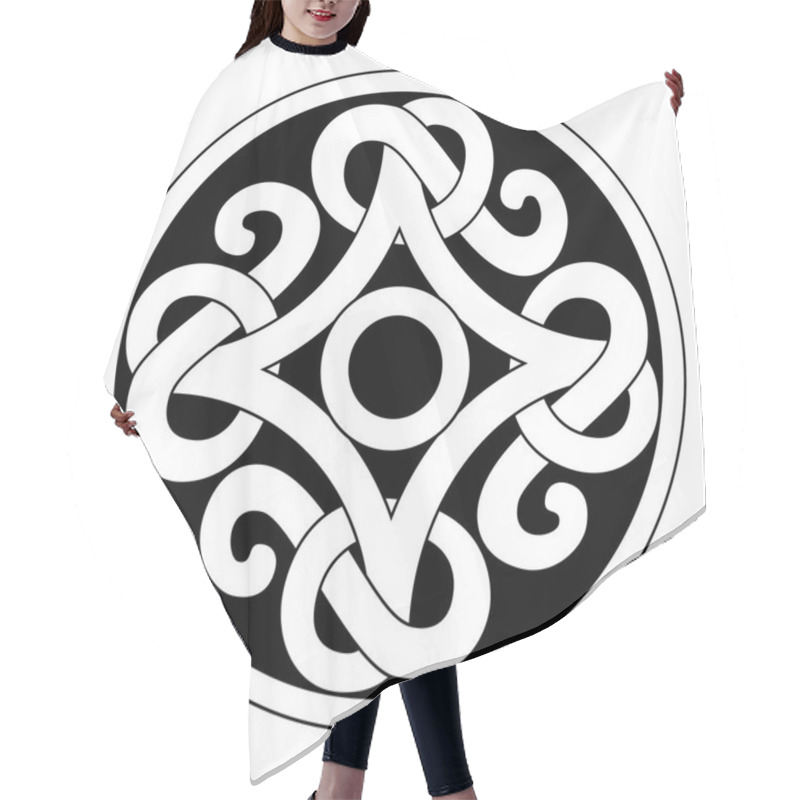 Personality  Ancient Viking Ornament In A Graphic Style In Black Circle. Vect Hair Cutting Cape