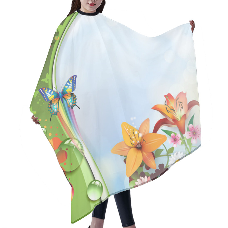 Personality  Lilies And Butterflies Hair Cutting Cape