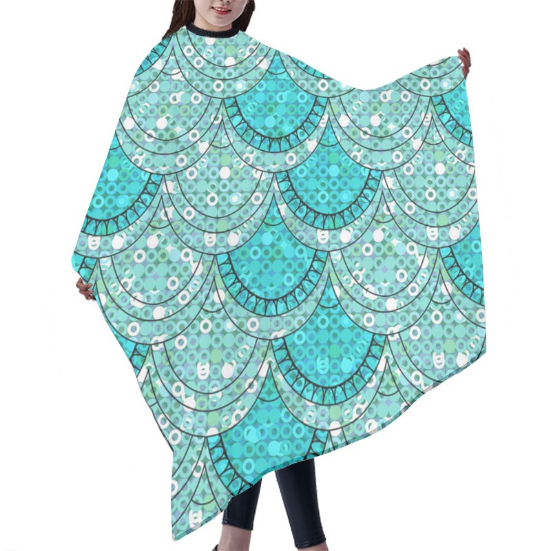 Personality  Seamless Pattern Of Scales On A Background Of Shiny Sequins In B Hair Cutting Cape