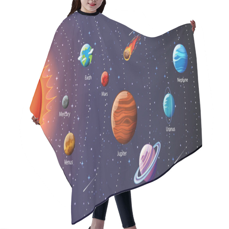 Personality  Planets Of The Solar System Infographic Illustration Hair Cutting Cape