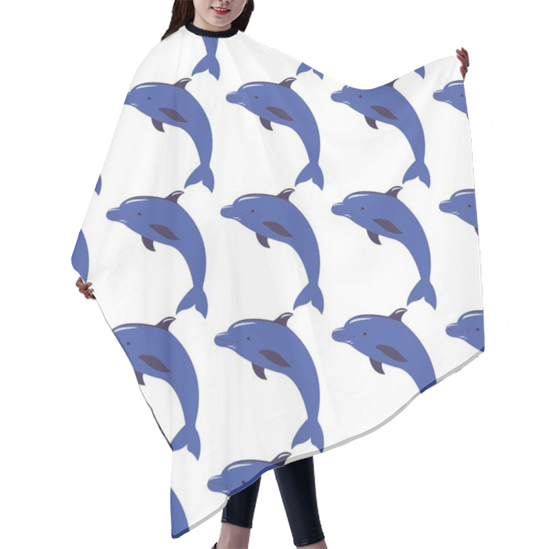 Personality  Seamless Vector Background With Dolphins. Hair Cutting Cape