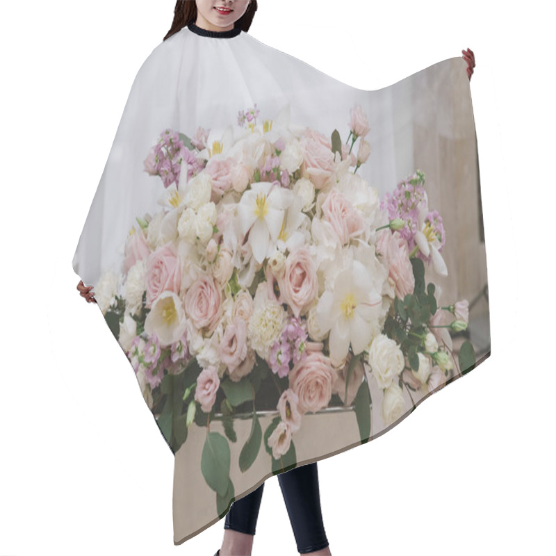 Personality  Festive Table Is Luxurious Decorated With Aromatic Flowers Hair Cutting Cape