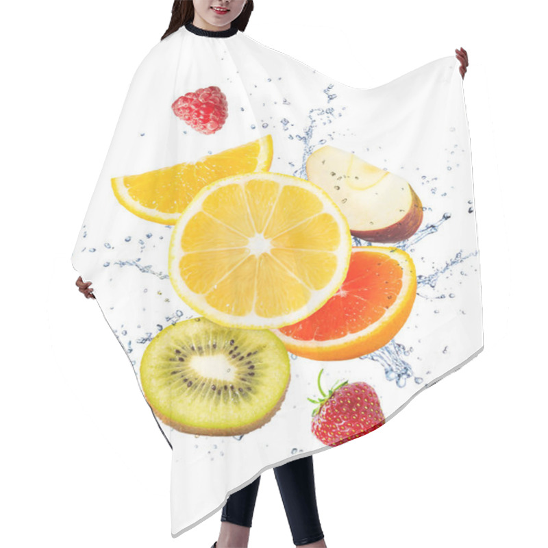 Personality  Fruits, Berries And A Splash Of Water On A White Background Hair Cutting Cape