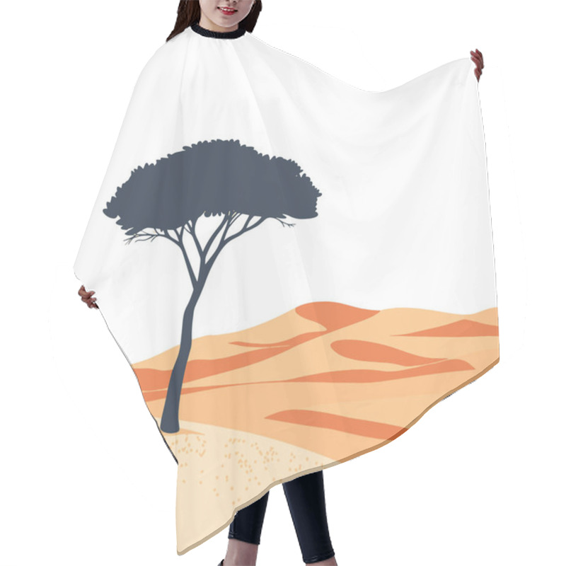 Personality   Single Tree In A Vast Desert Minimal Vector Hair Cutting Cape