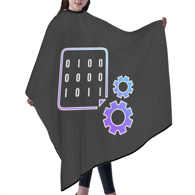 Personality  Binary Codes And Cogwheels Blue Gradient Vector Icon Hair Cutting Cape