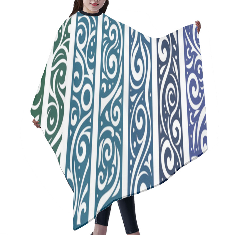 Personality  Ornamental Vertical Panels With Abstract Swirling Patterns In Decorative Art Style Hair Cutting Cape