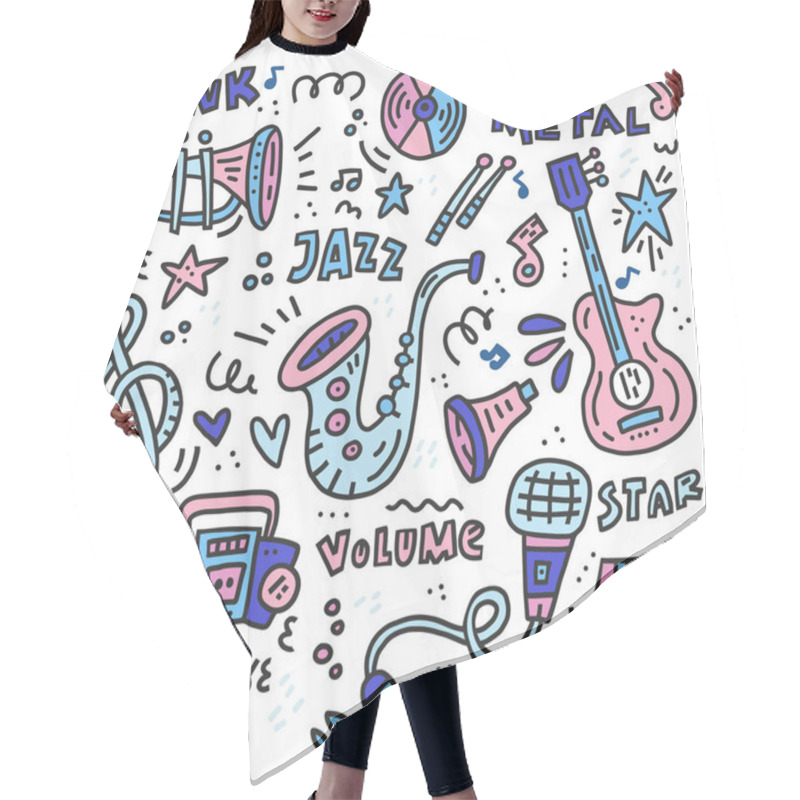 Personality  Music Doodle Illustration Hair Cutting Cape