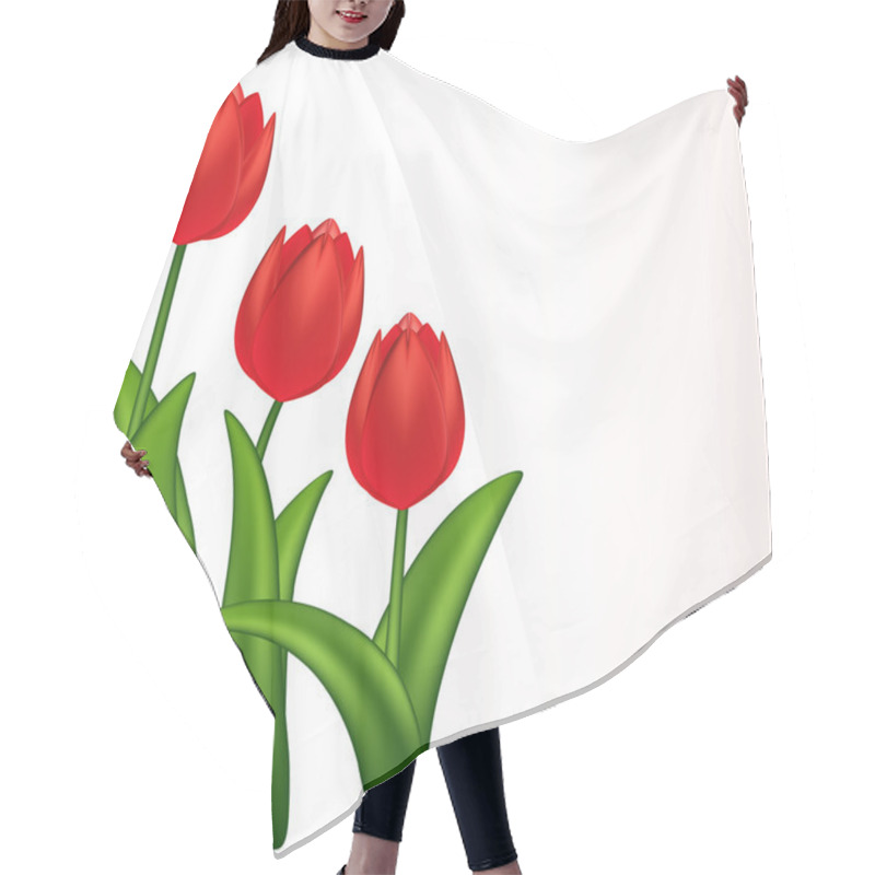 Personality  Vector Illustration Of Red Tulips. Gradient Meshes. Hair Cutting Cape