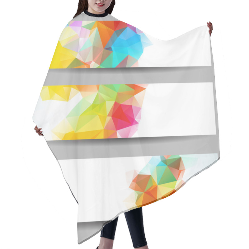 Personality  Set Of Banners With Abstract Triangles Hair Cutting Cape