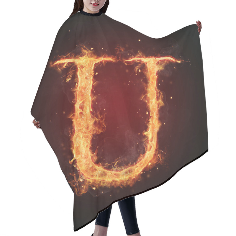 Personality  Fire Letter On Black Background Hair Cutting Cape