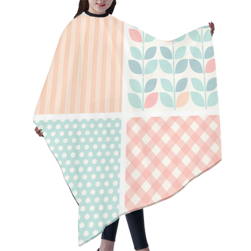 Personality  Set Of Four Cute Retro Seamless Backgrounds Hair Cutting Cape