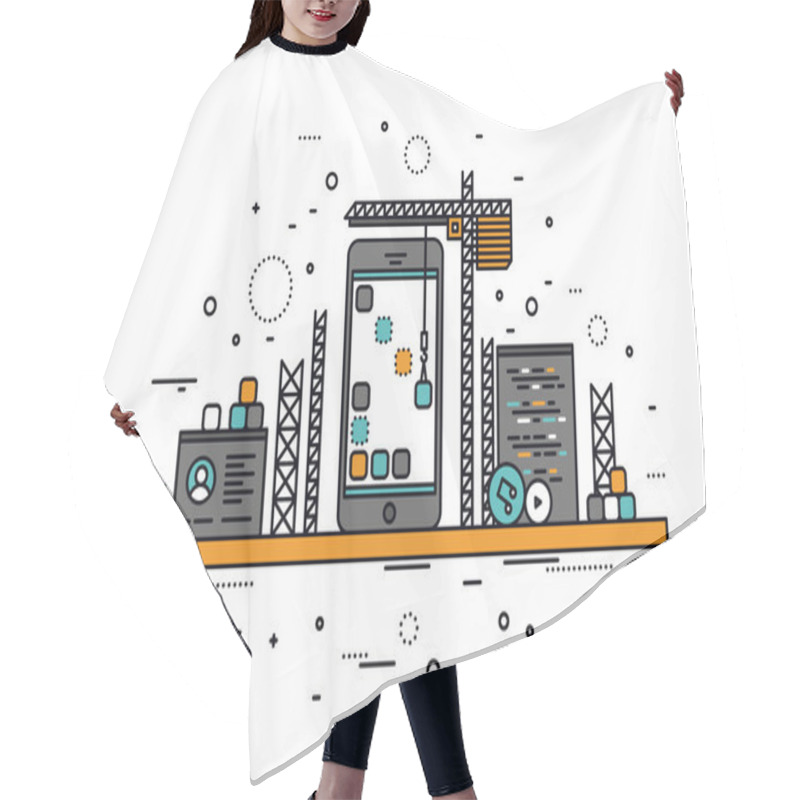 Personality  Mobile Apps Construction Line Style Hair Cutting Cape