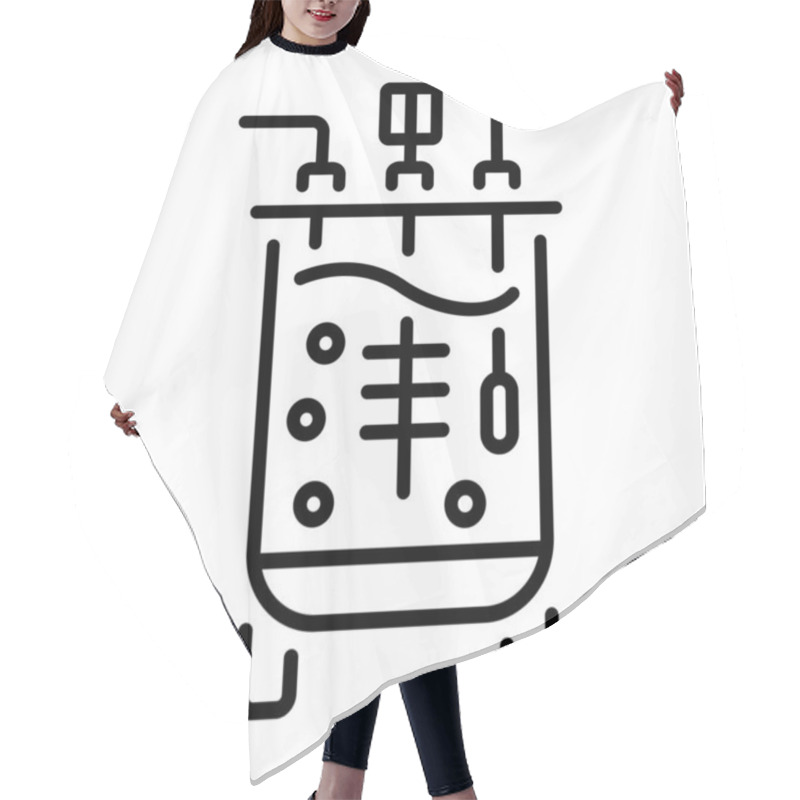 Personality  Bioreactor Icon In Linear Style  Hair Cutting Cape