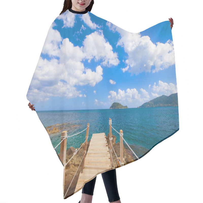 Personality  Wooden Bridge - Sea, Summer. Hair Cutting Cape