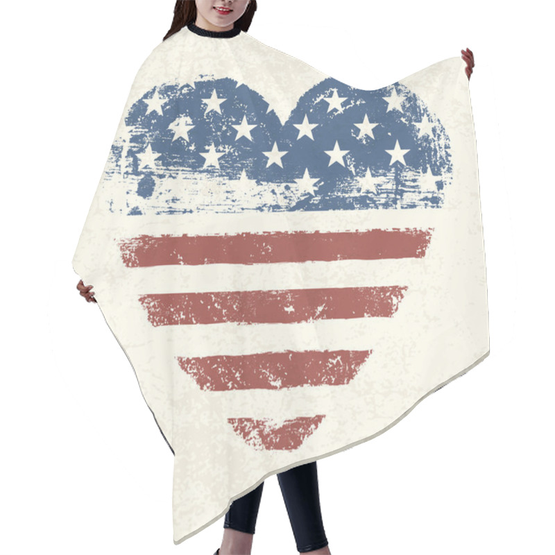 Personality  Heart Shaped American Flag. Vector, EPS10 Hair Cutting Cape