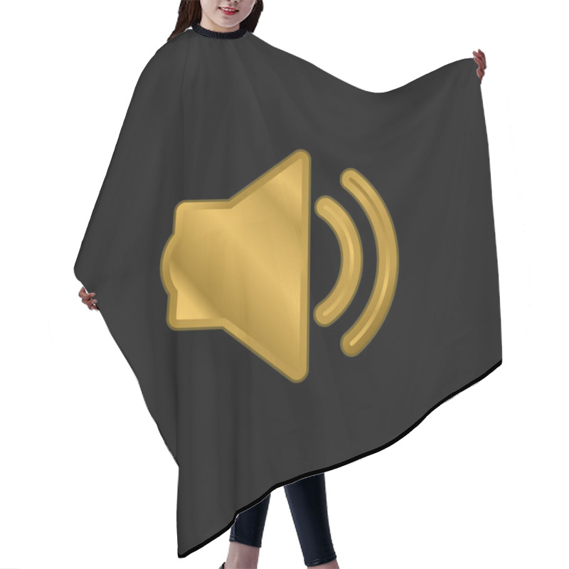 Personality  Big Speaker With Two Soundwaves Gold Plated Metalic Icon Or Logo Vector Hair Cutting Cape