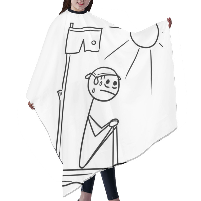 Personality  Vector Stick Man Cartoon Of Man Sitting Lost On The Wreck Piece  Hair Cutting Cape