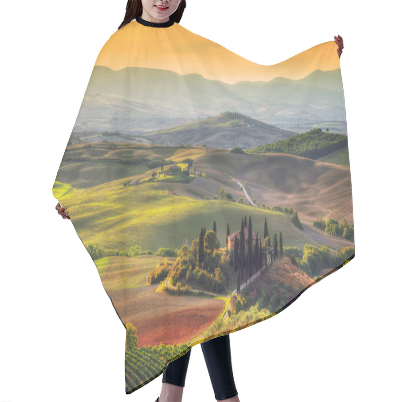 Personality  Tuscany Landscape At Sunrise. Hair Cutting Cape